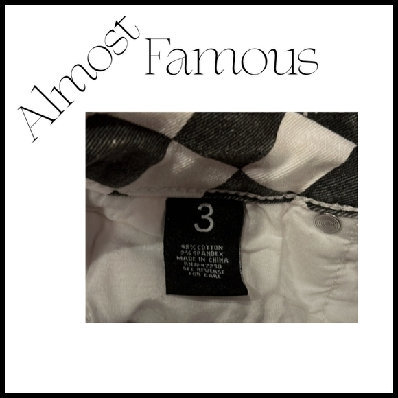 Almost Famous Black and White checked Shorts size 3 - Picture 3 of 3